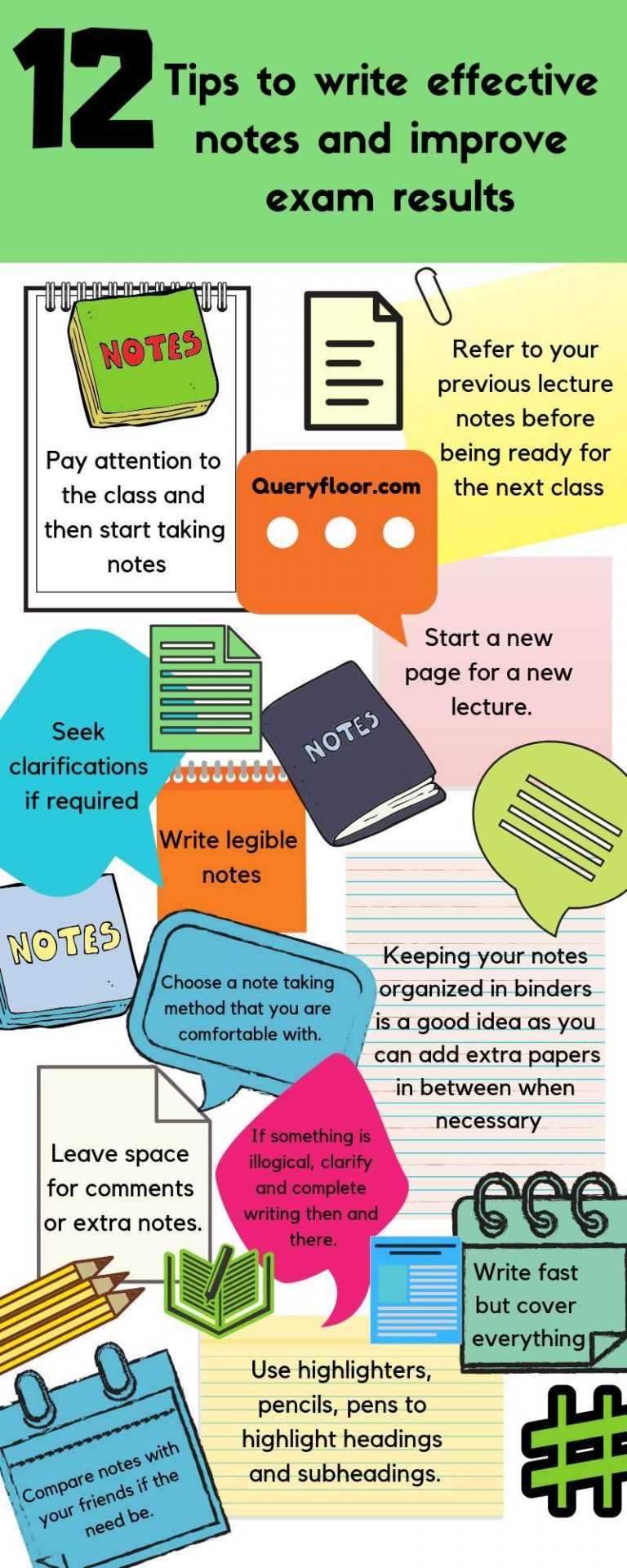12 Tips to write effective notes and improve exam results | Infographic ...
